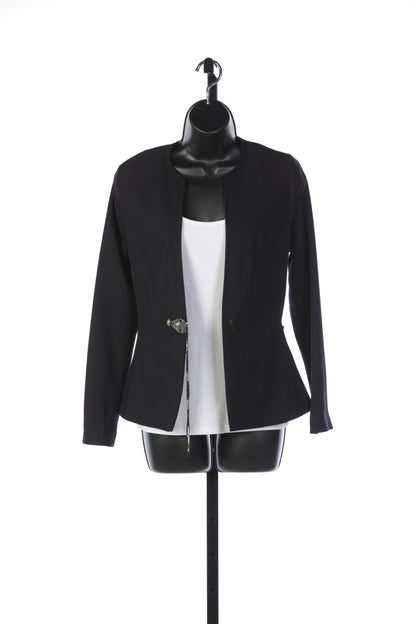 Barbara Bui Black Wool Jacket with Western Silver Beaded Clasp