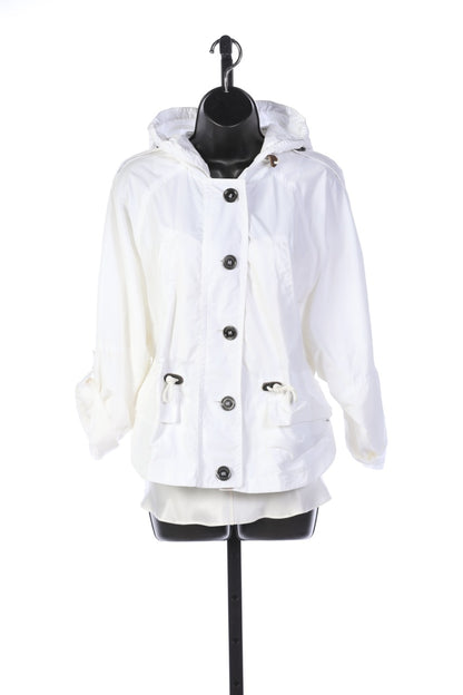 Burberry Brit Short White Rain Coat with Draw String Waist