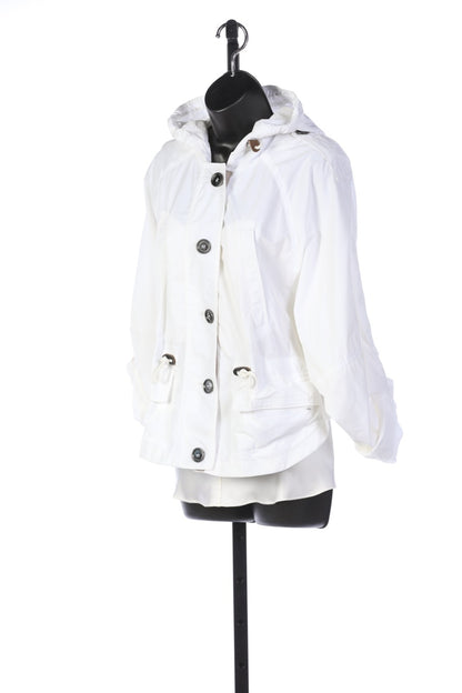 Burberry Brit Short White Rain Coat with Draw String Waist