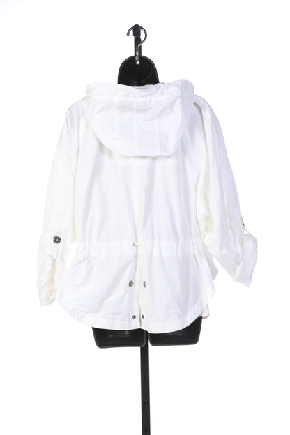 Burberry Brit Short White Rain Coat with Draw String Waist