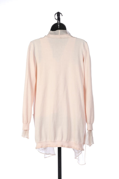 Brunello Cucinelli Light Pink Cotton Open-Faced Cardigan Sweater with Silk/Cotton Lining