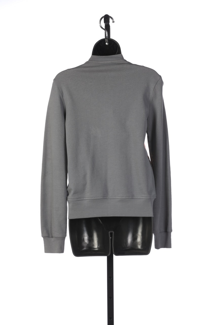 Dries Van Noten Grey with Copper Sequin Embellishments Crew Neck Zip Up Sweatshirt