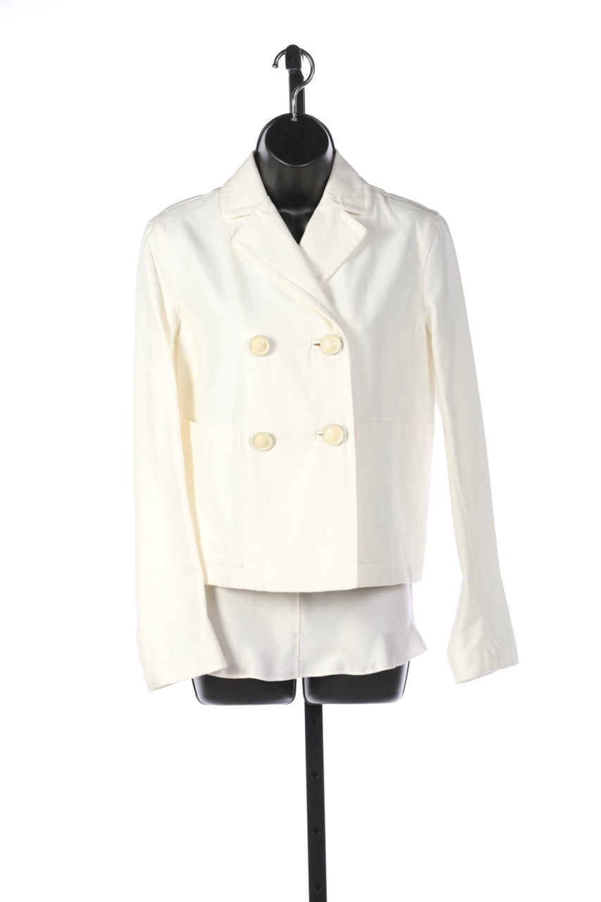 Marni White Cotton Canvas Jacket with 4 Button Detail NWT