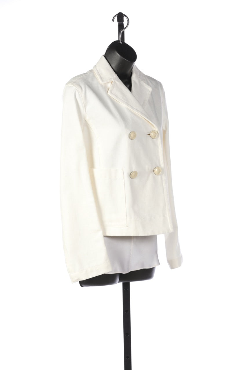 Marni White Cotton Canvas Jacket with 4 Button Detail NWT