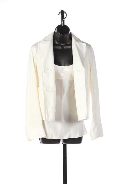 Marni White Cotton Canvas Jacket with 4 Button Detail NWT