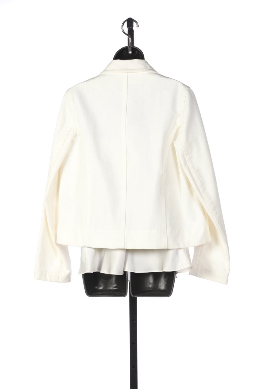 Marni White Cotton Canvas Jacket with 4 Button Detail NWT