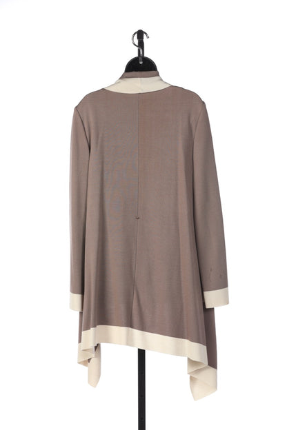 St John Taupe & Cream Colorblock Open Front Sweater