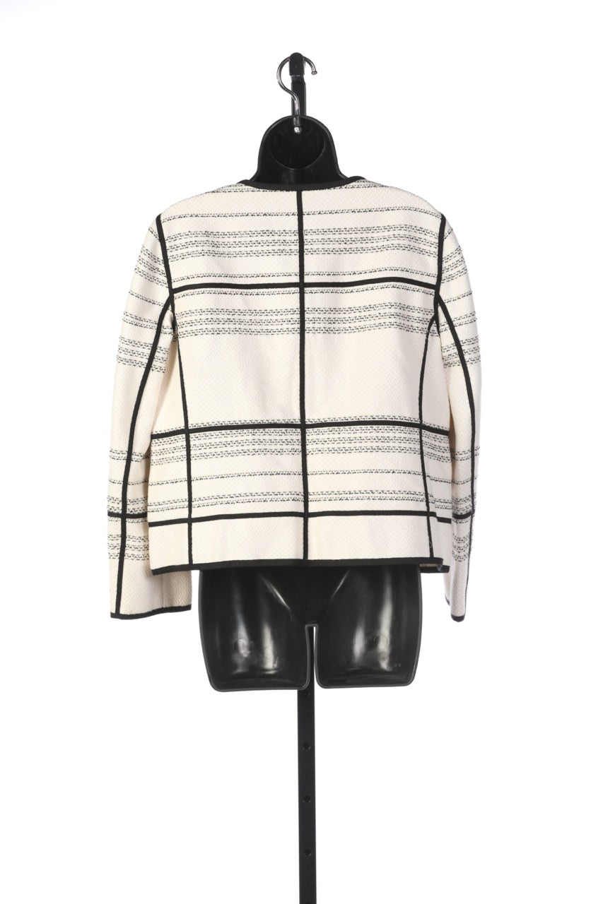 Lafayette 148 Black & White Woven Striped Zip Up Jacket