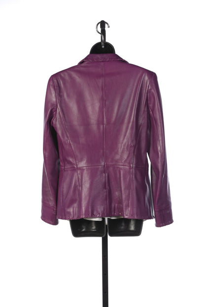 Escada Bright Purple Leather Blazer with Woven Detail