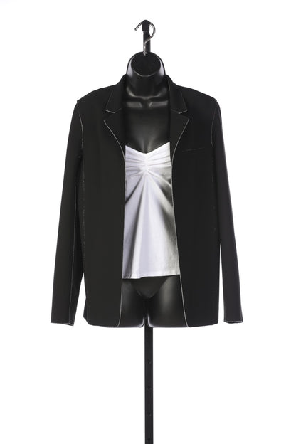 T Alexander Wang Black Open Front Jacket with White Trim