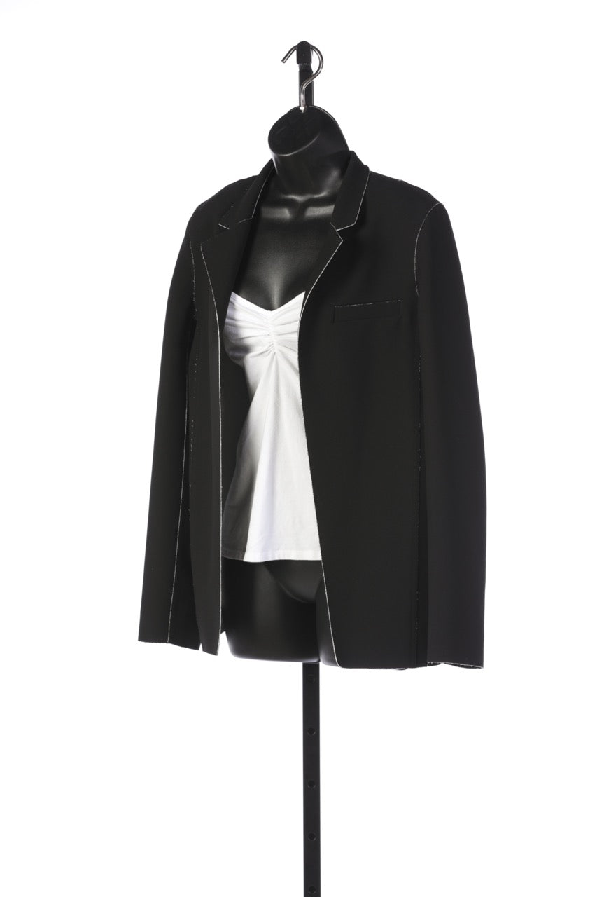 T Alexander Wang Black Open Front Jacket with White Trim