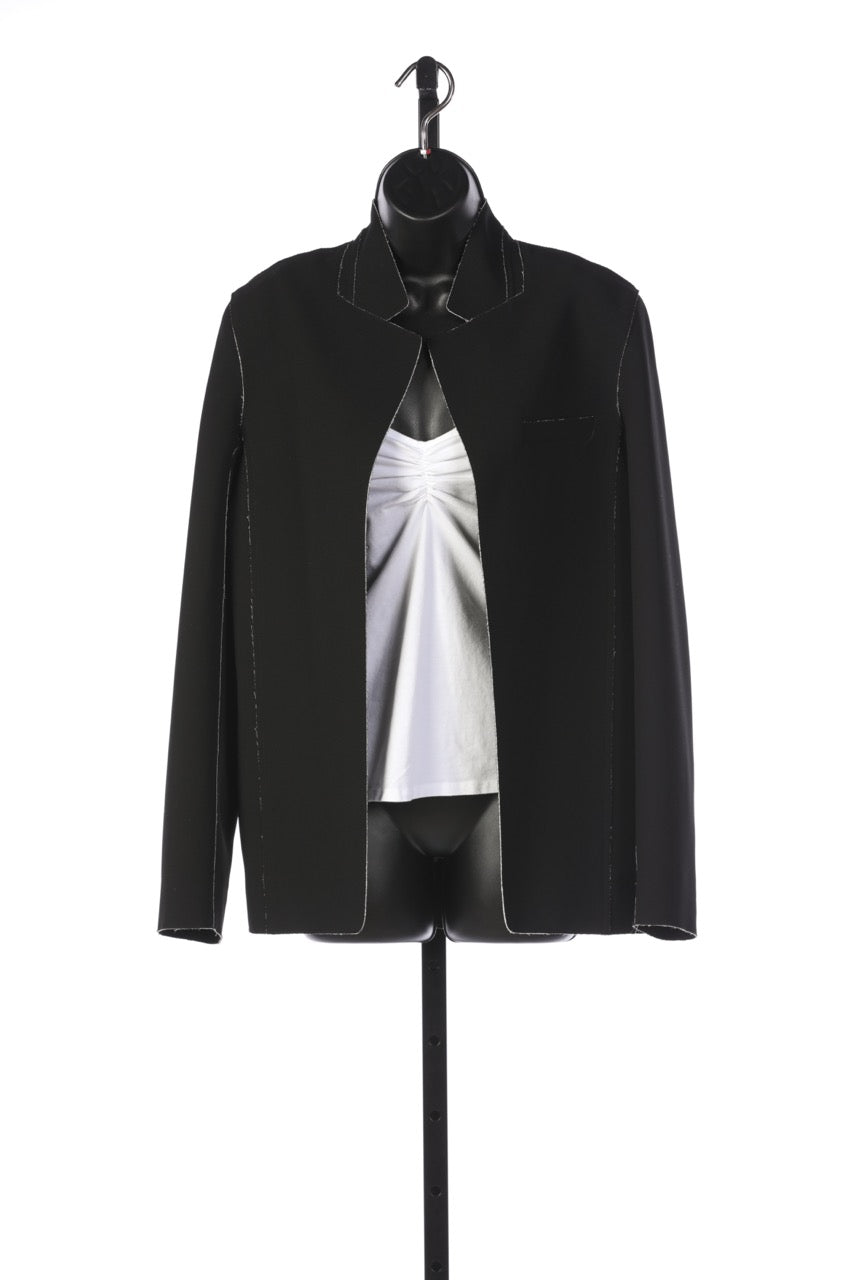 T Alexander Wang Black Open Front Jacket with White Trim