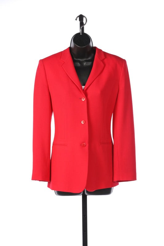 Armani Collezioni Bright Red Virgin Wool Oversized Button Down Blazer