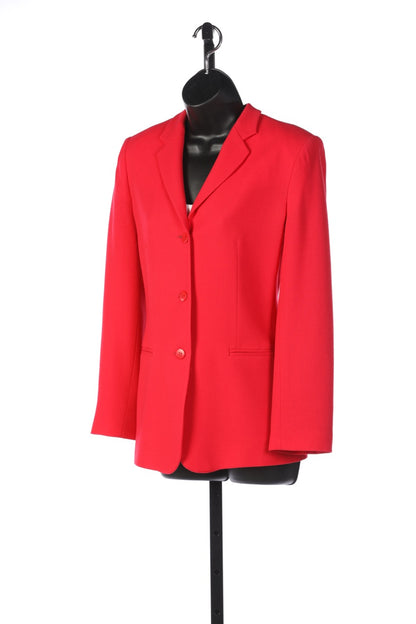 Armani Collezioni Bright Red Virgin Wool Oversized Button Down Blazer