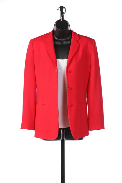 Armani Collezioni Bright Red Virgin Wool Oversized Button Down Blazer