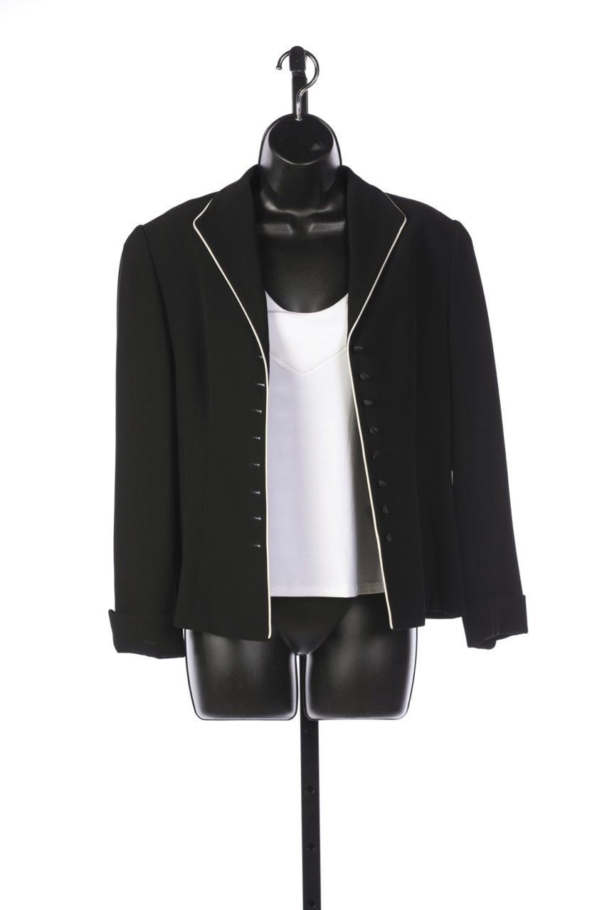 Lafayette 148 Black Evening Jacket with White Trim