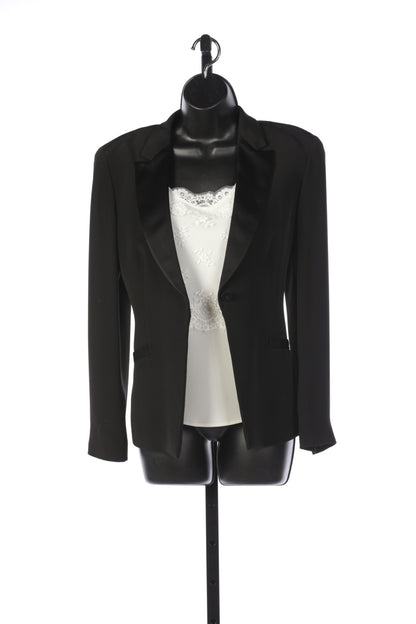 Armani Collezioni Black Single Button Blazer with Silk Lapel