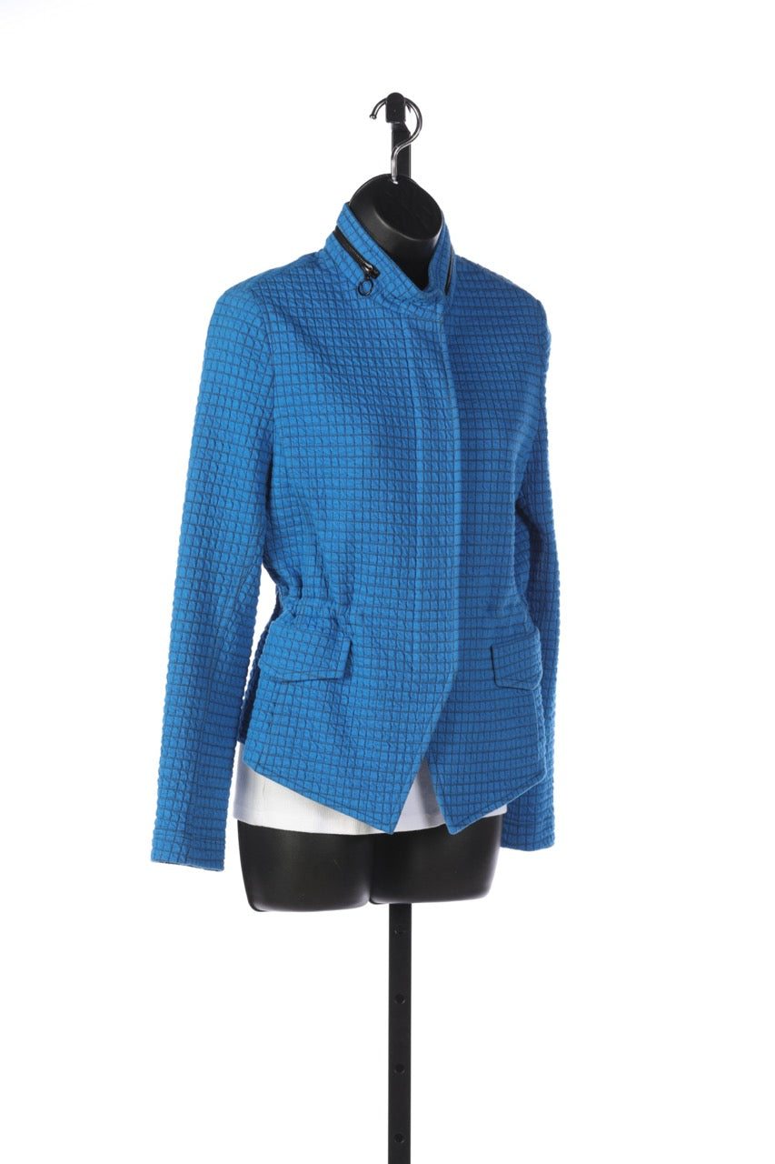 Akris Punto Window Pane Zippered Cinch Waist Jacket