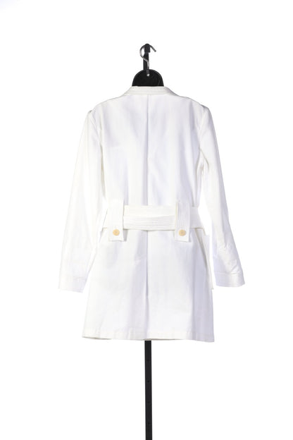 Armani Collezioni White Double Breasted Button Down Trench Coat w/ Belt