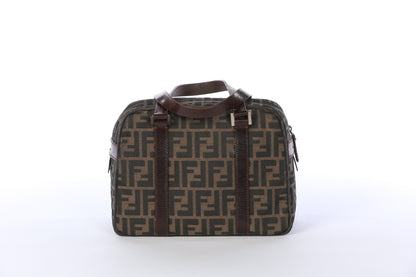 Vintage Fendi Zucca FF Logo Print Top Handle Boston Bag