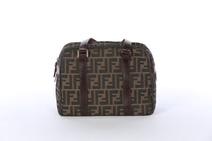 Vintage Fendi Zucca FF Logo Print Top Handle Boston Bag