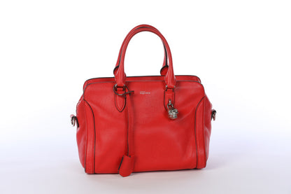 Alexander McQueen Leather Red Medium Padlock Satchel Bag with Skull Lo – Kit's Boutique