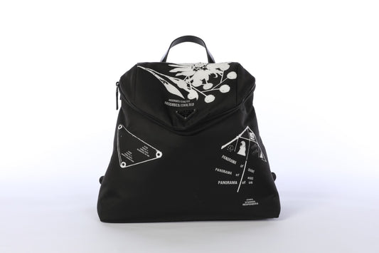 Prada Nylon Black Signaux Printed Nylon Backpack