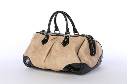 Louis Vuitton Cream & Black Embossed Monogram "Stephen" Bowling Bag