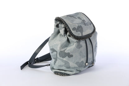 Stella McCartney Denim Blue Camo "Falabella" Flap/String Backpack