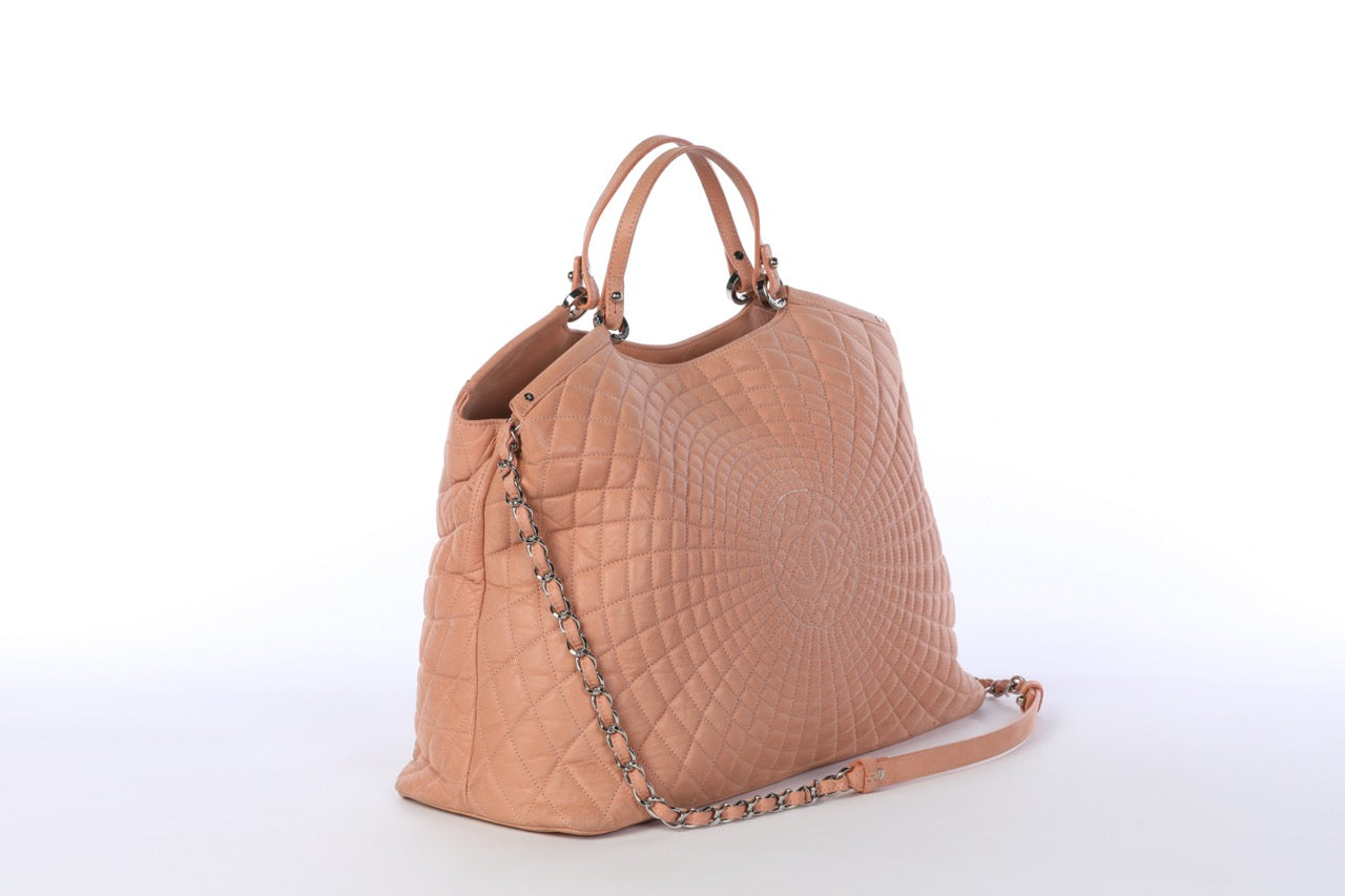 Chanel Light Pink Quilted CC Leather Large Sea Hit Tote