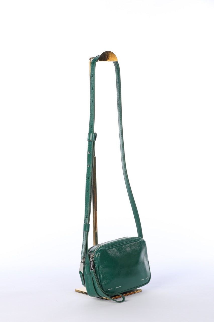 Proenza Schouler Grass Green Patent Leather Double Pocket Crossbody Camera Bag