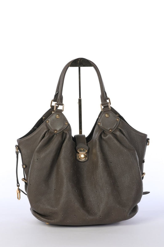 Louis Vuitton Grey Olive "Mahina" Shoulder Bag with Gold Hardware