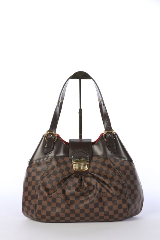 Louis Vuitton Brown Damier Ebene Sistina GM Handbag with Brass Buckle