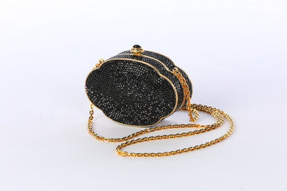 Judith Leiber Black Swarovski Crystal Embellished Cloud Shaped Evening Bag