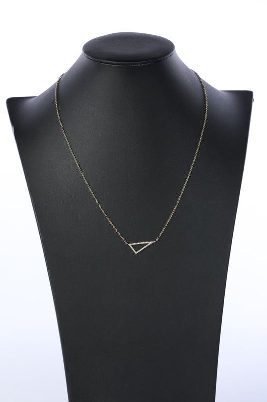 14k Yellow Gold Small Diamond Triangle Necklace