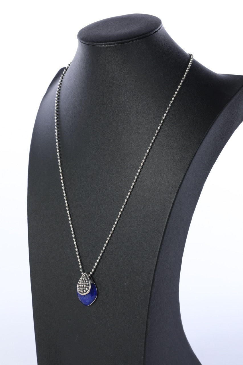 COMES WITH DUSTBAG - Lagos Lapis Lazuli & Quartz Doublet Maya Pendant Necklace