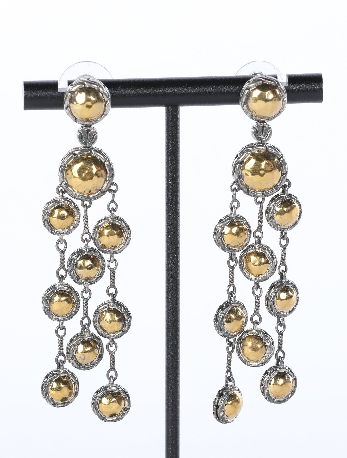 John Hardy 22k Yellow Gold & Sterling Silver Two-Tone "Palu" Chandelier Earrings