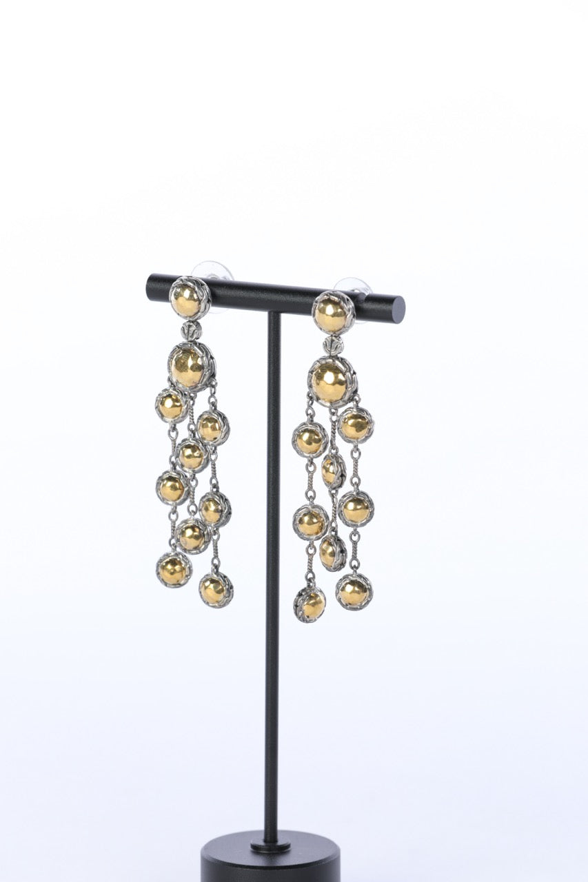 John Hardy 22k Yellow Gold & Sterling Silver Two-Tone "Palu" Chandelier Earrings