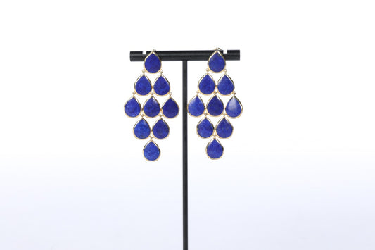 Ippolita Dark Blue Lapis and 18K Yellow Gold Cascade Statement Earrings