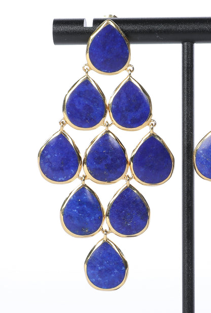 Ippolita Dark Blue Lapis and 18K Yellow Gold Cascade Statement Earrings