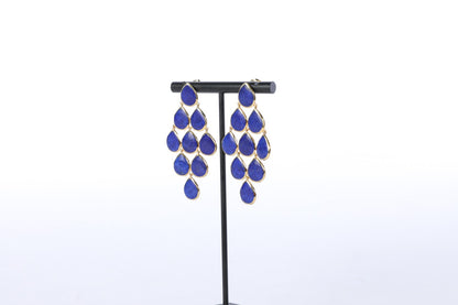 Ippolita Dark Blue Lapis and 18K Yellow Gold Cascade Statement Earrings