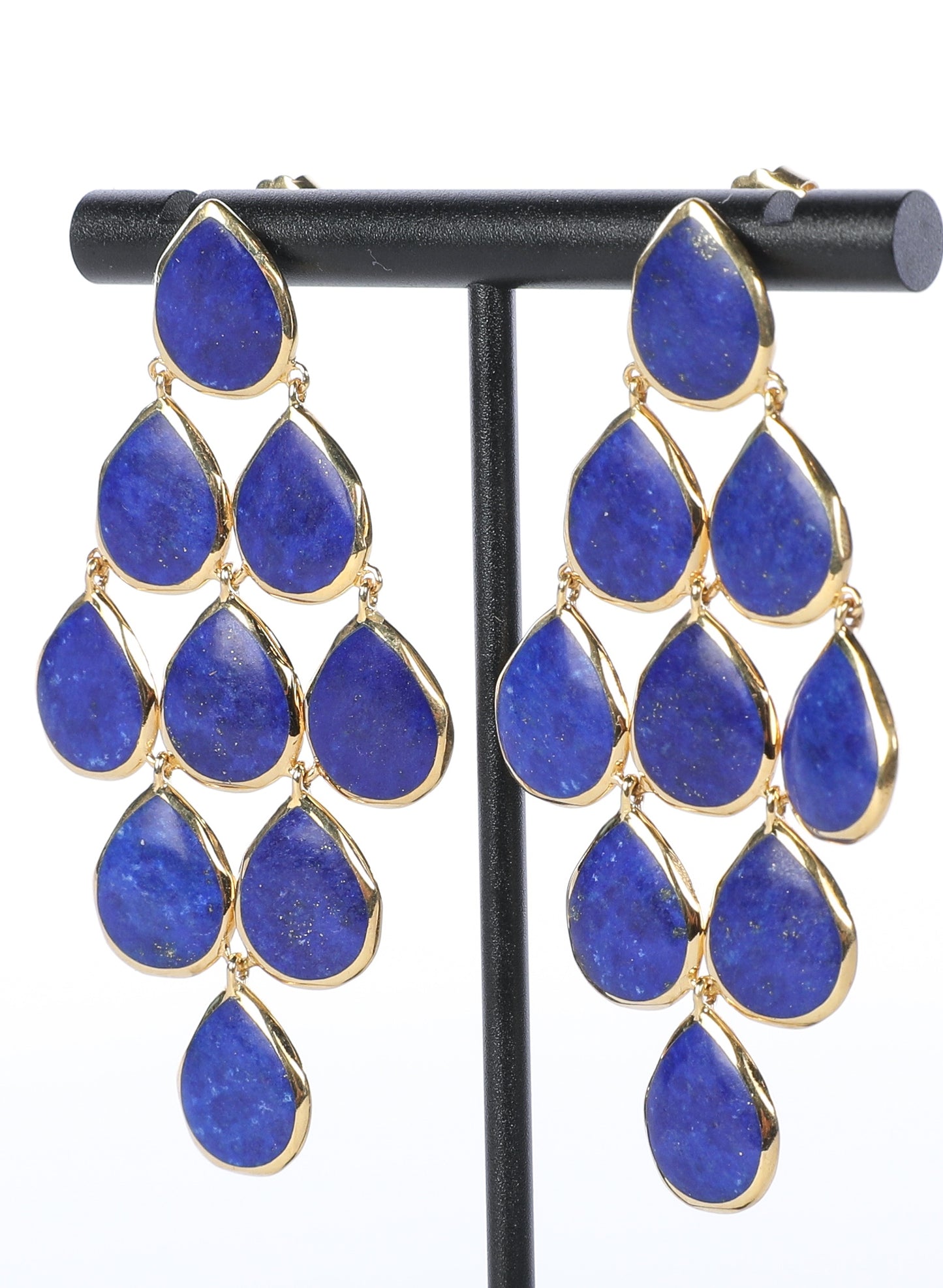 Ippolita Dark Blue Lapis and 18K Yellow Gold Cascade Statement Earrings