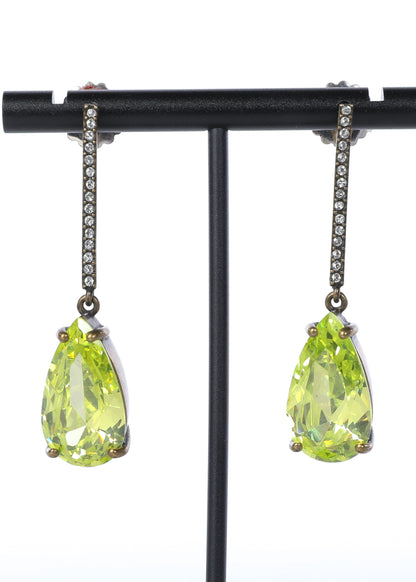 Pear Shape Green Periodt Teardrop Dangly Earrings