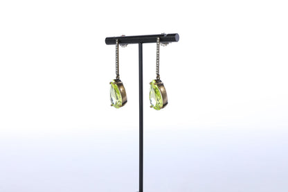 Pear Shape Green Periodt Teardrop Dangly Earrings