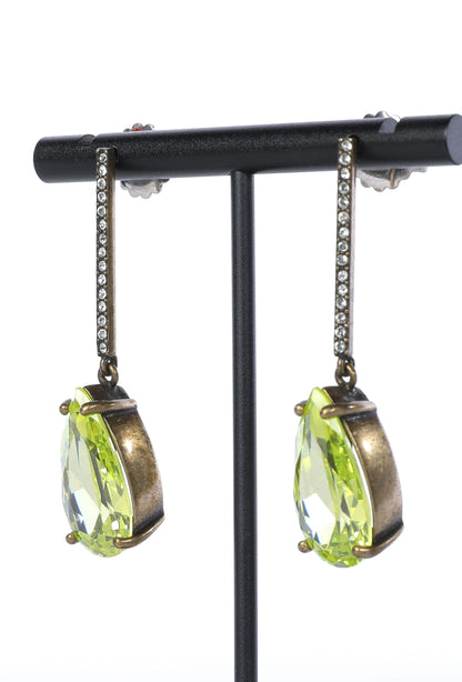 Pear Shape Green Periodt Teardrop Dangly Earrings