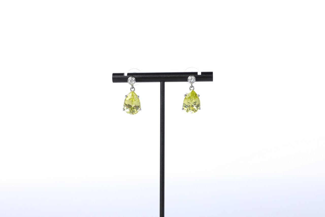 Erwin Pearl Sterling Silver Yellow Green Sapphire Pear Cut Teardrop Earrings