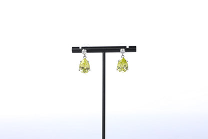 Erwin Pearl Sterling Silver Yellow Green Sapphire Pear Cut Teardrop Earrings