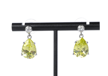 Erwin Pearl Sterling Silver Yellow Green Sapphire Pear Cut Teardrop Earrings