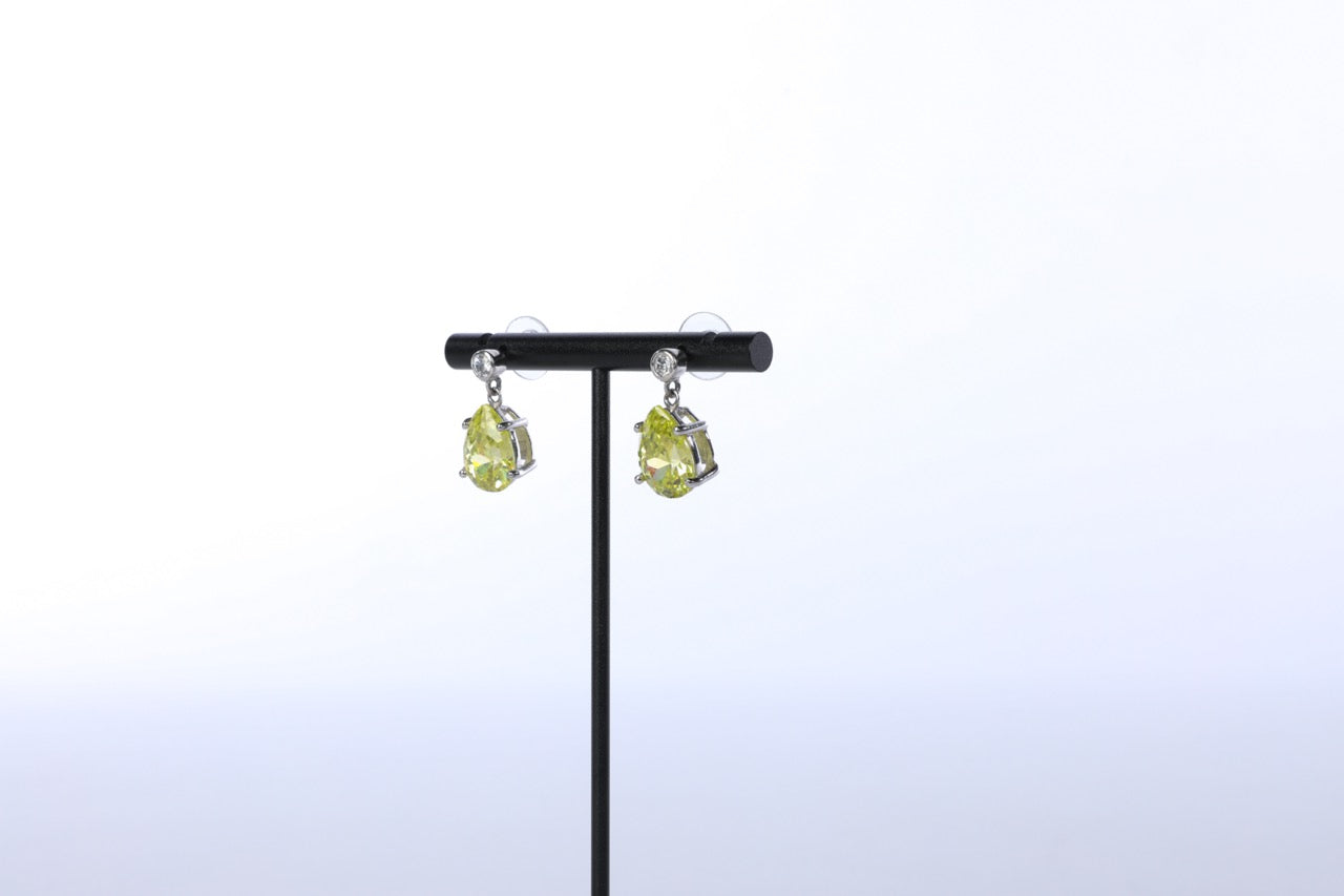 Erwin Pearl Sterling Silver Yellow Green Sapphire Pear Cut Teardrop Earrings