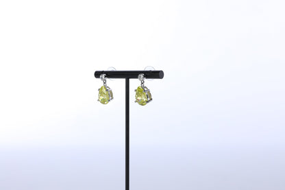 Erwin Pearl Sterling Silver Yellow Green Sapphire Pear Cut Teardrop Earrings